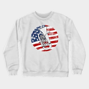 Euphonium USA Flag Euphoniumist Brass Musician 4th July Crewneck Sweatshirt